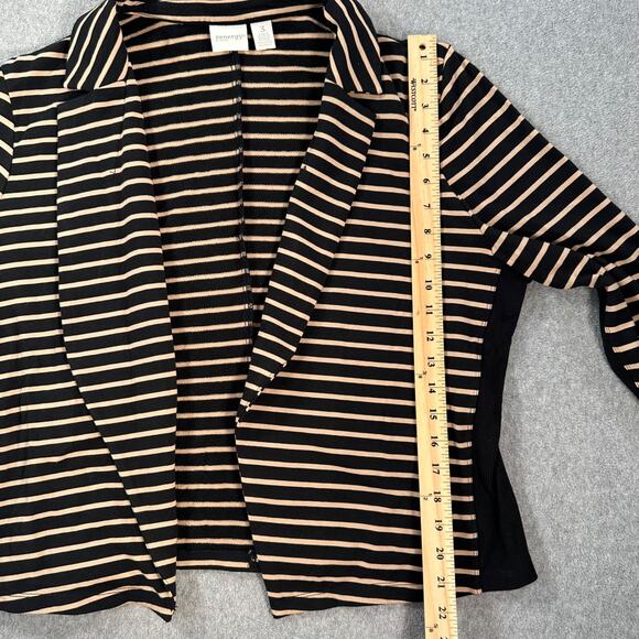 Zenergy By Chicos Open Front Jacket Black/Tan Stripe Women's Size 3/ X-Large - Picture 7 of 9